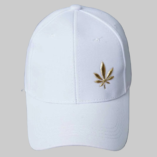 Metallic Leaf Embellished Cap (White)