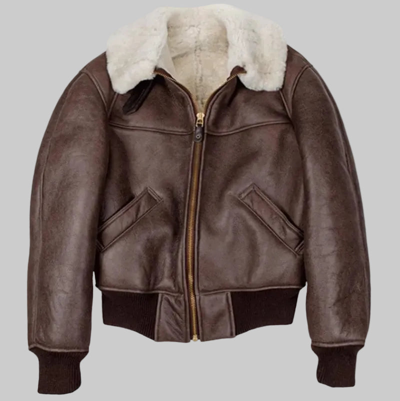 Fur B-26 Shearling Bomber Leather Jacket
