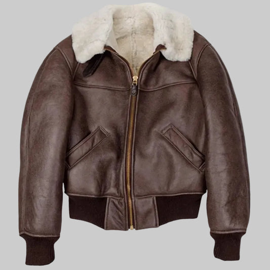 Fur B-26 Shearling Bomber Leather Jacket