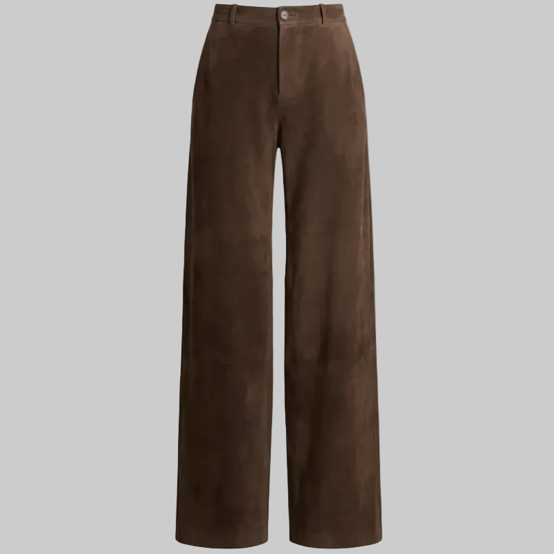 Gulposh Luxe "Earthy Horizon" Wide-Leg Suede Trousers