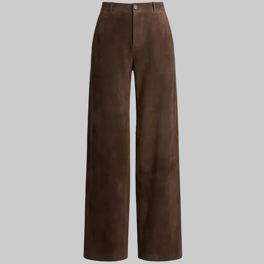 Gulposh Luxe "Earthy Horizon" Wide-Leg Suede Trousers