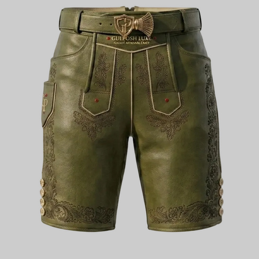 Heritage Embroidered Leather Lederhosen Shorts