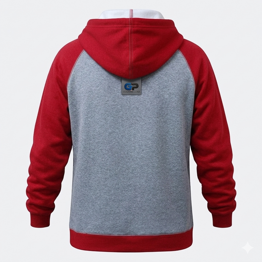 Crimson & Heather Raglan Sport Hoodie