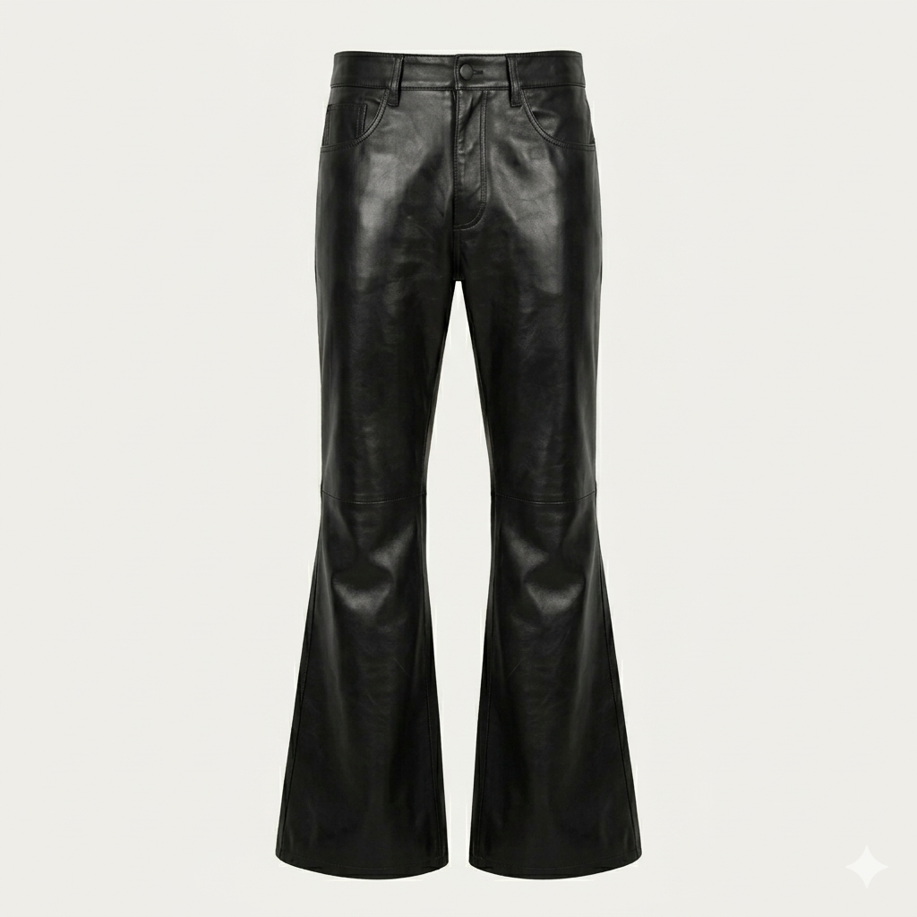 Women's High-Waist Flared Leather Pants