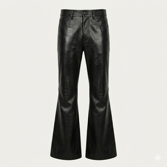 Women's High-Waist Flared Leather Pants