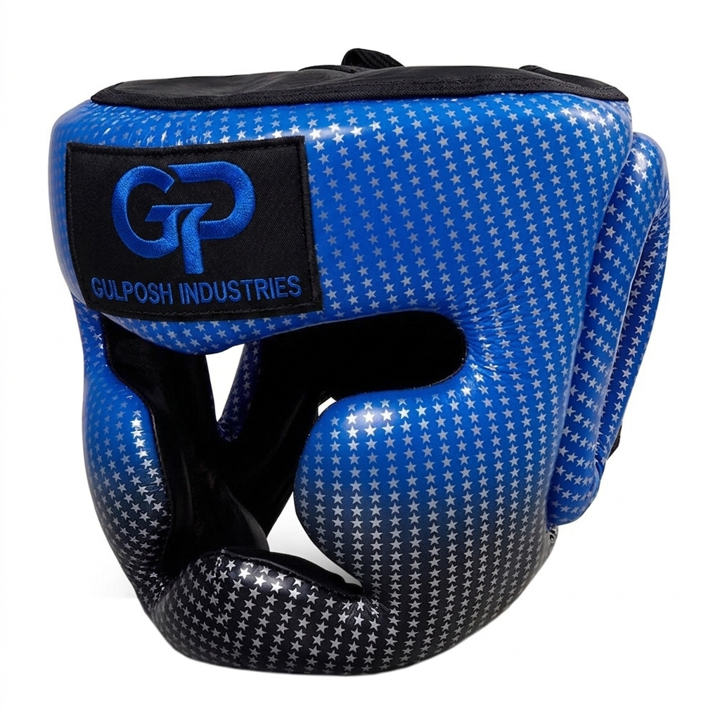 Gulposh Custom Star-Gradient Pro Boxing Headguard (Blue Edition)