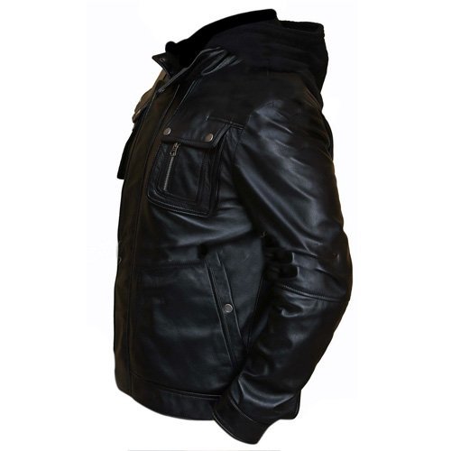 Men's "Shadow-Field" Hooded Tactical Leather Jacket