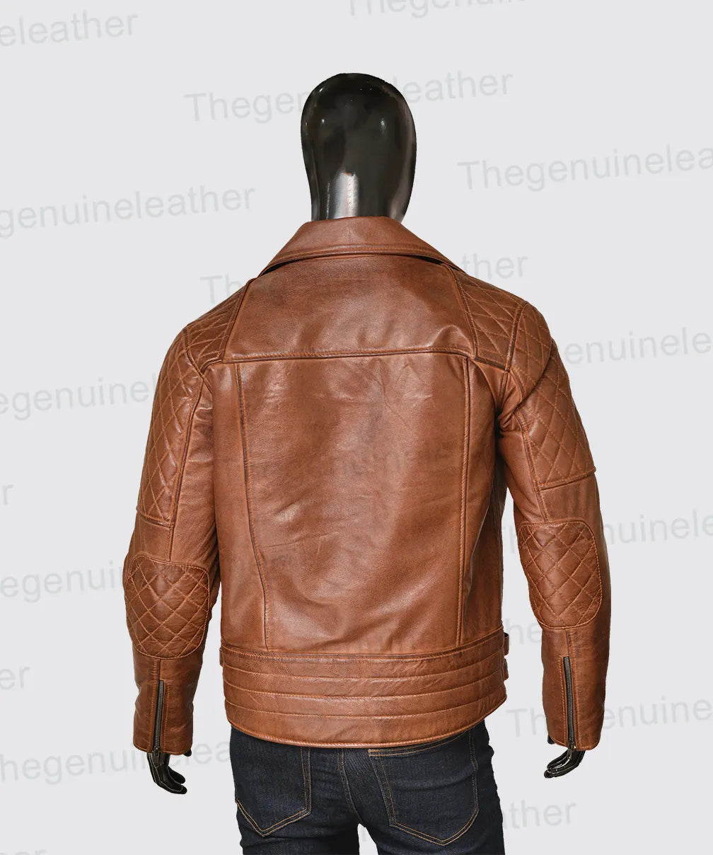 Men's "Outlaw" Asymmetric Distressed Leather Brando Jacket