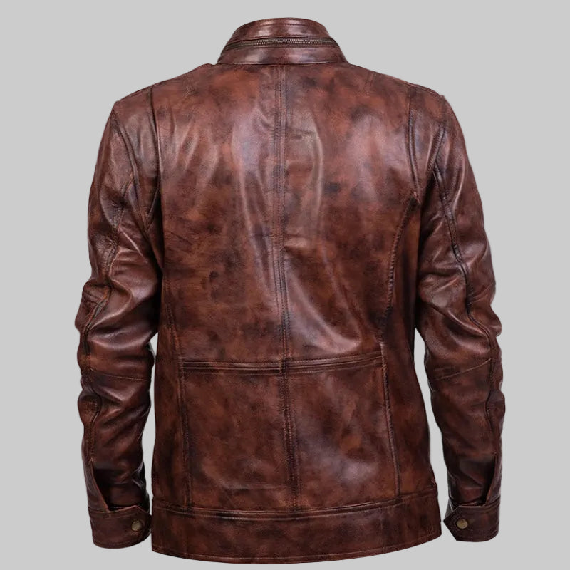 Men's "Rustik" Distressed Vintage Biker Leather Jacket