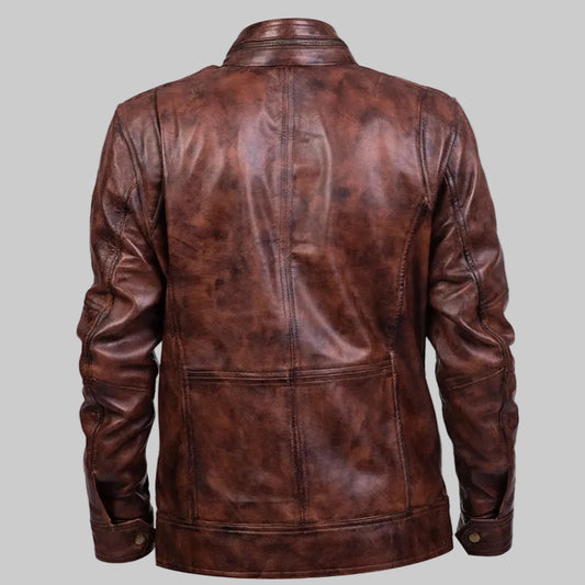Men's "Rustik" Distressed Vintage Biker Leather Jacket