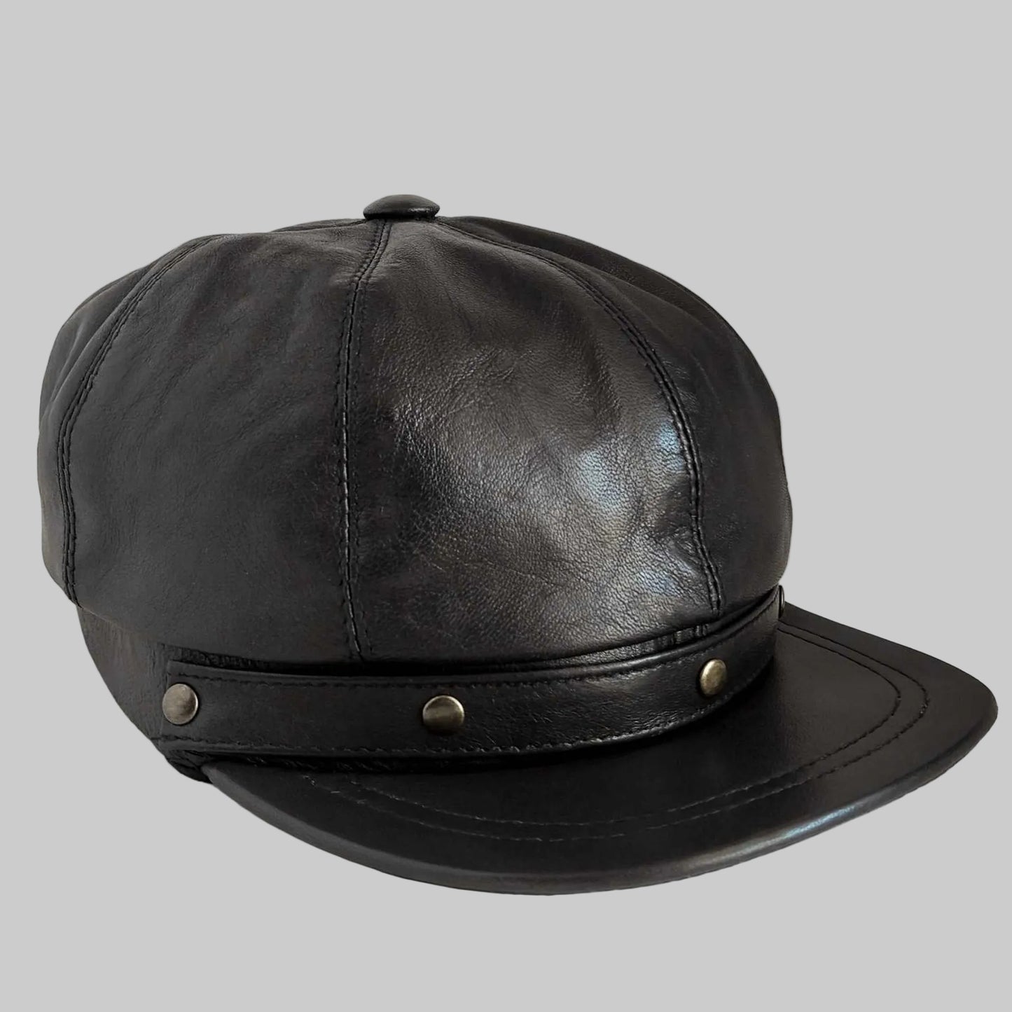 Gulposh Heritage Classic Leather Newsboy Baker Boy Cap (Black Edition)