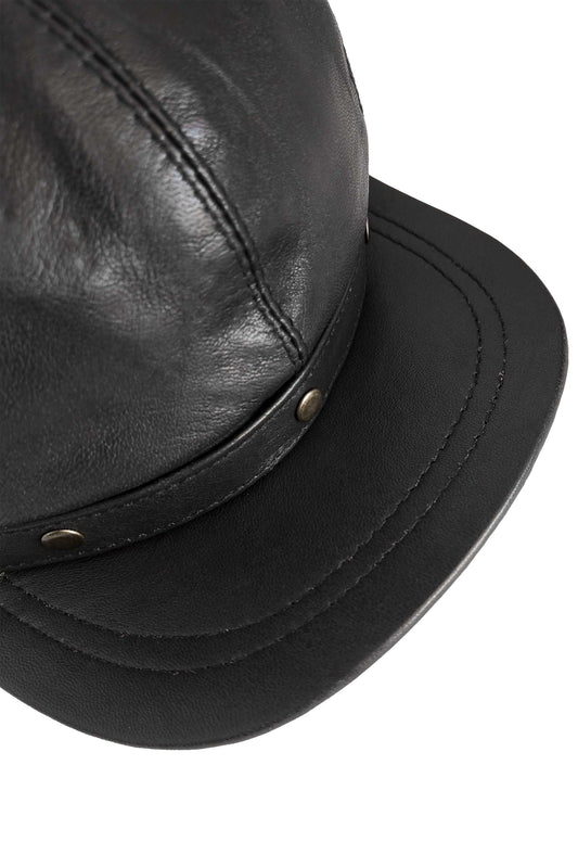 Gulposh Heritage Classic Leather Newsboy Baker Boy Cap (Black Edition)