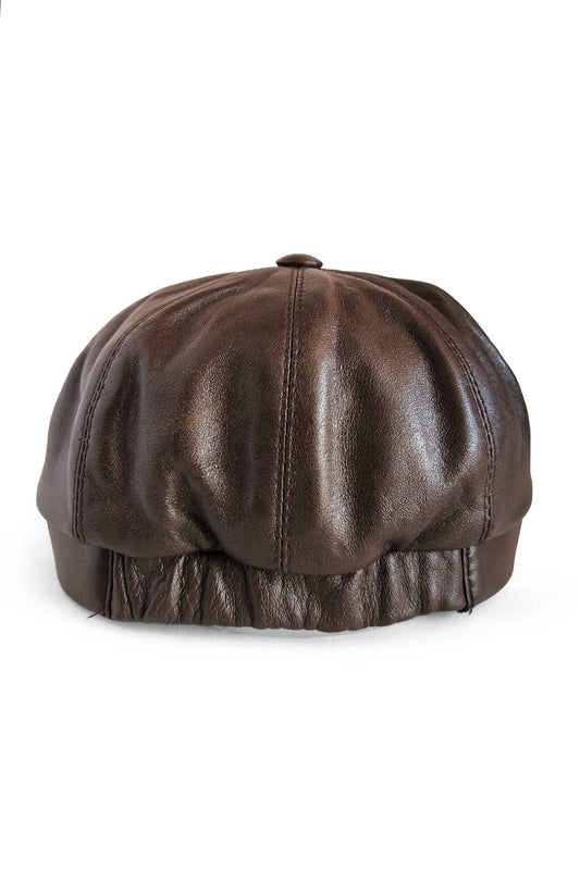 Gulposh Heritage Classic Leather Newsboy Baker Boy Cap (Mahogany Brown Edition)