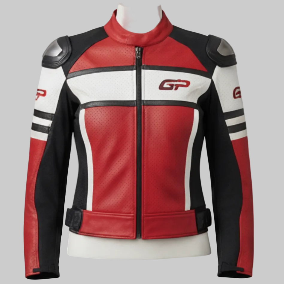 GP Leather Jacket (Red / White / Black)