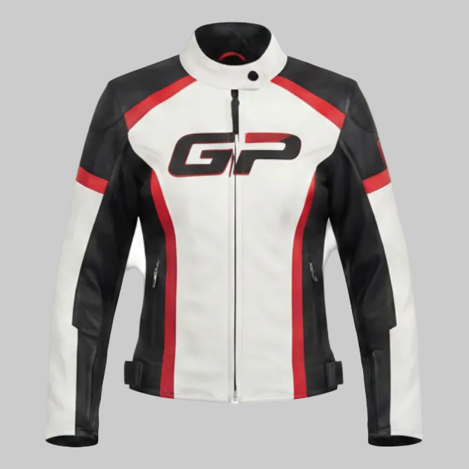 SPIDI GP Leather Jacket (White / Black / Red colorway)