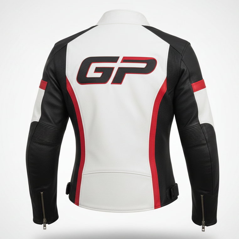 SPIDI GP Leather Jacket (White / Black / Red colorway)