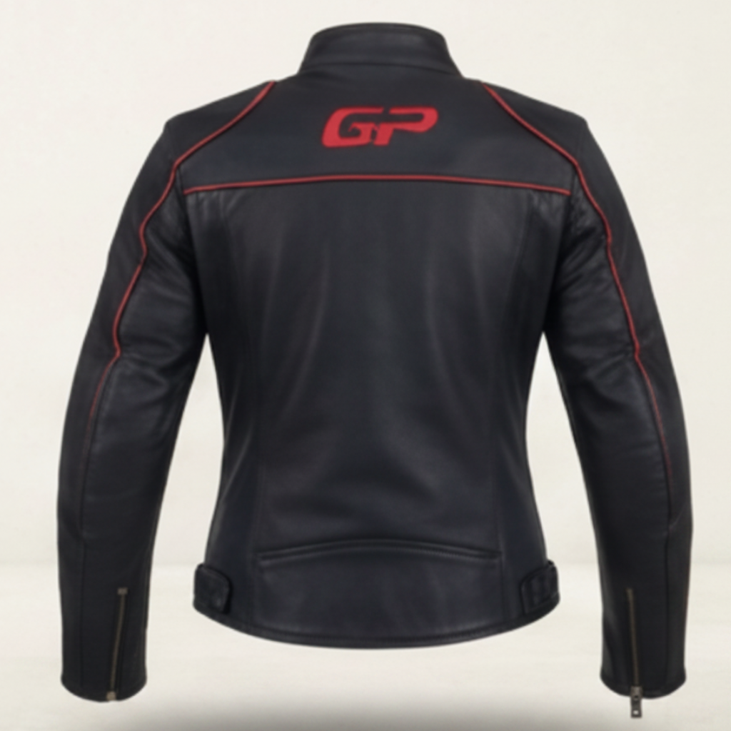 SPIDI GP Leather Jacket (Black / Red Piping)