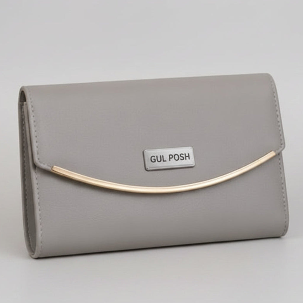 Gul Posh Curved-Trim Leather Envelope Clutch