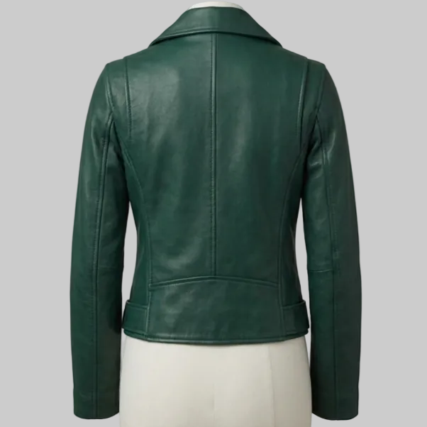 Women’s Emerald Green Classic Leather Moto Jacket