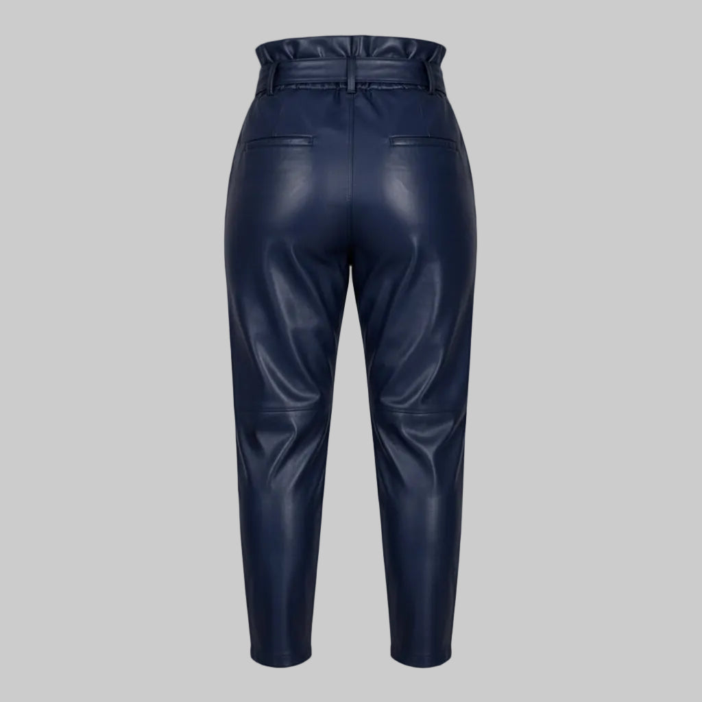 GP Women's High-Waisted Paperbag Belted Leather Pants