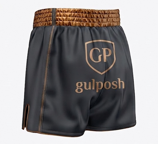 Gulposh Pro Satin Boxing Trunks (Stealth Grey / Bronze Edition)