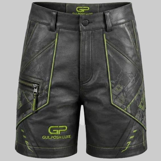 Gulposh Luxe Cyber-Tech Tactical Leather Shorts