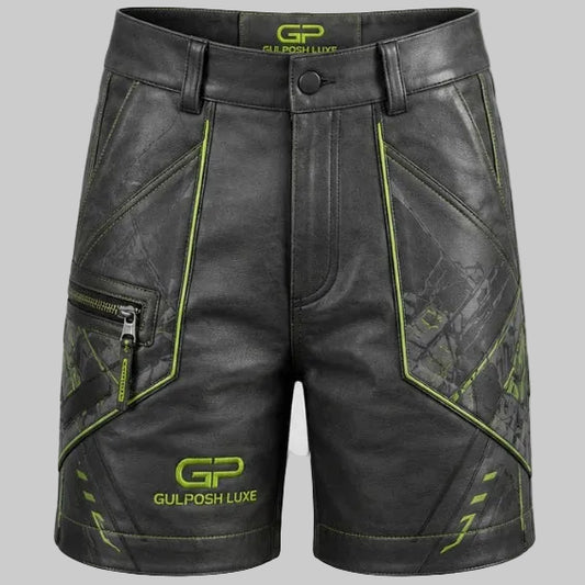 Gulposh Luxe Cyber-Tech Tactical Leather Shorts