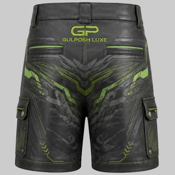 Gulposh Luxe Cyber-Tech Tactical Leather Shorts