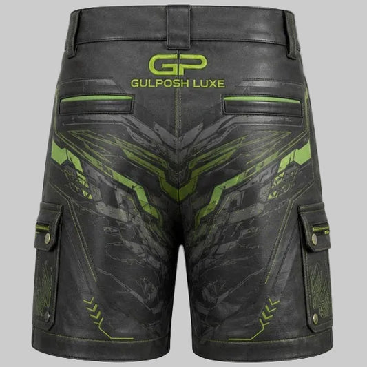 Gulposh Luxe Cyber-Tech Tactical Leather Shorts