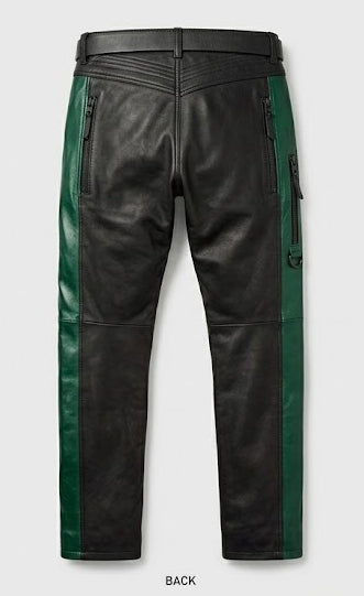 Vanguard Asymmetric Two-Tone Lambskin Moto Pants