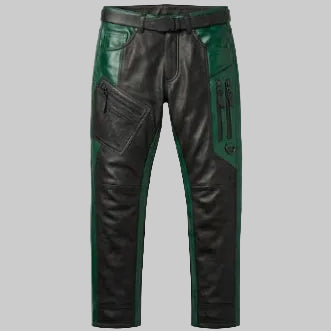 Vanguard Asymmetric Two-Tone Lambskin Moto Pants