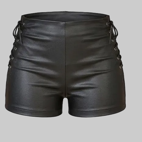 Vixen Side-Lace Faux-Leather Booty Shorts