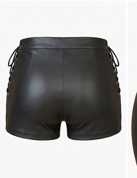 Vixen Side-Lace Faux-Leather Booty Shorts