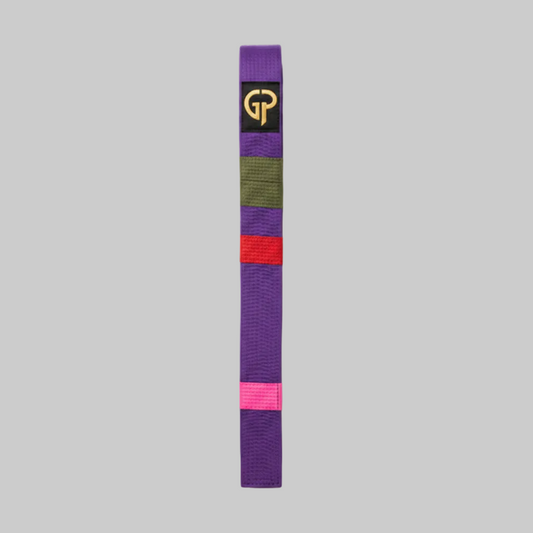 Custom Embroidered Striped Rank Martial Arts Belt.