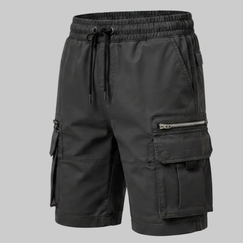 Charcoal Tech Zip Cargo Shorts
