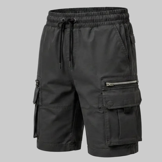 Charcoal Tech Zip Cargo Shorts