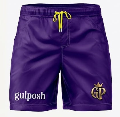 Gulposh Premium Men's Quick-Dry Swim Trunks (Royal Violet & Gold Metallic Edition).