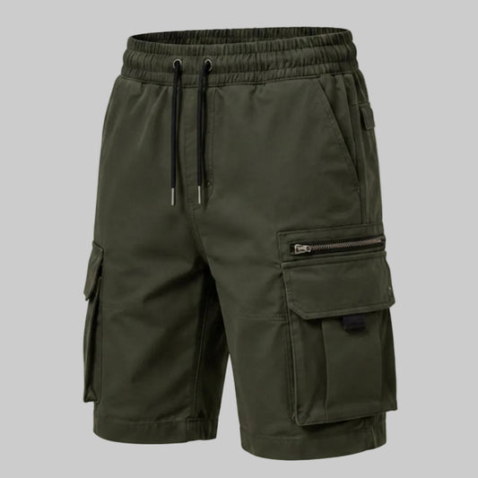 Dark Olive Tech Zip Cargo Shorts
