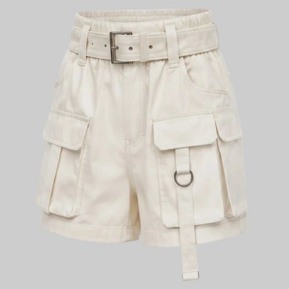 High-Waisted Belted Cargo Shorts