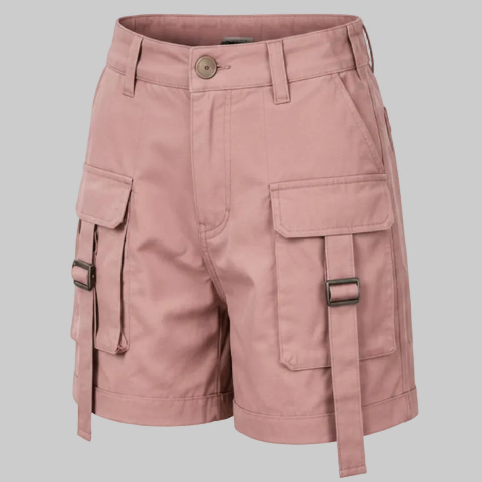 Women's High-Waisted Buckled Cargo Shorts
