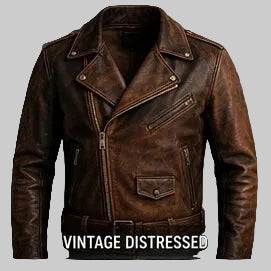 Vintage Distressed Biker Leather Jacket