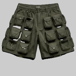 Modular Multi-Pocket 3D Utility Cargo Shorts