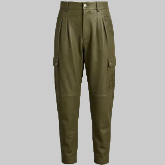 Gulposh Industries Pleated Navigator Leather Cargo Pants