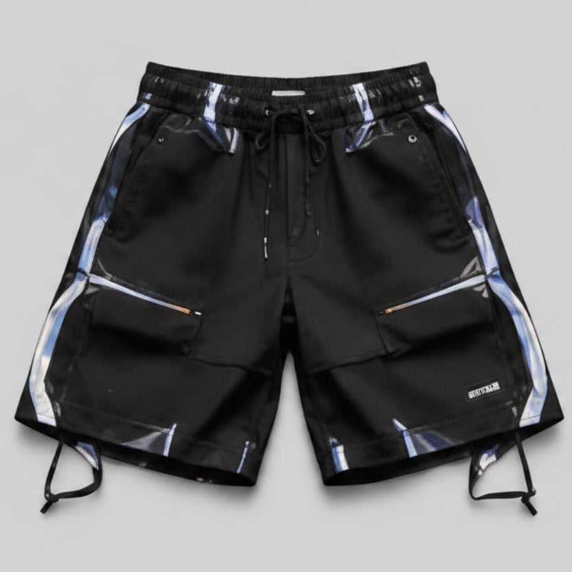 Futuristic Cyber Techwear Cargo Shorts