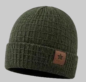 Waffle-Knit Star Patch Beanie