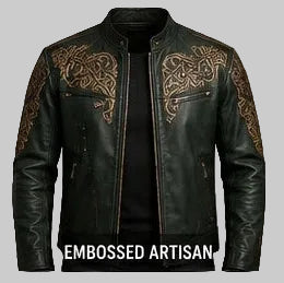 Embossed Artisan Leather Jacket