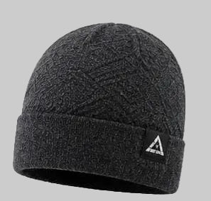 Textured Jacquard Geometric Cuffed Beanie