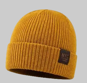 NYC Patch Ribbed Knit Cuffed Beanie