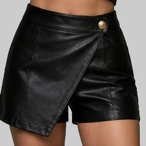 Gulposh Industries Asymmetric Wrap Leather Skort