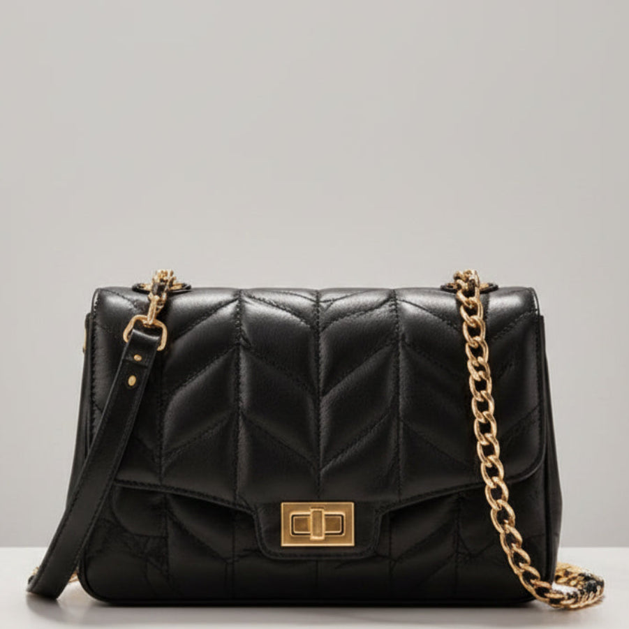 Gul Posh Luxe Quilted Leather Chain Shoulder Bag